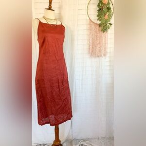 Ming 100% Rust Red Ramie Dress XS